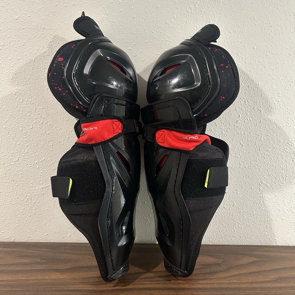 Bauer Vapor XE Shin Guards Senior Size 15 SR 15” Hockey Leg Protection Black Red - Picture 12 of 13
